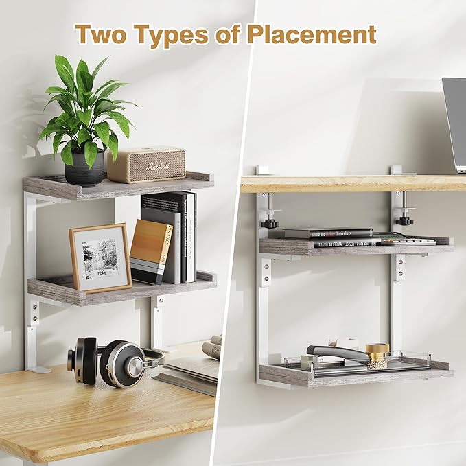 ART-GIFTREE Clamp On Desk Shelf 2-Tier, Wood Shelving Unit - Image 8