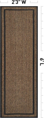 rugshop border jute-style indoor outdoor runner rug dark shown in use
