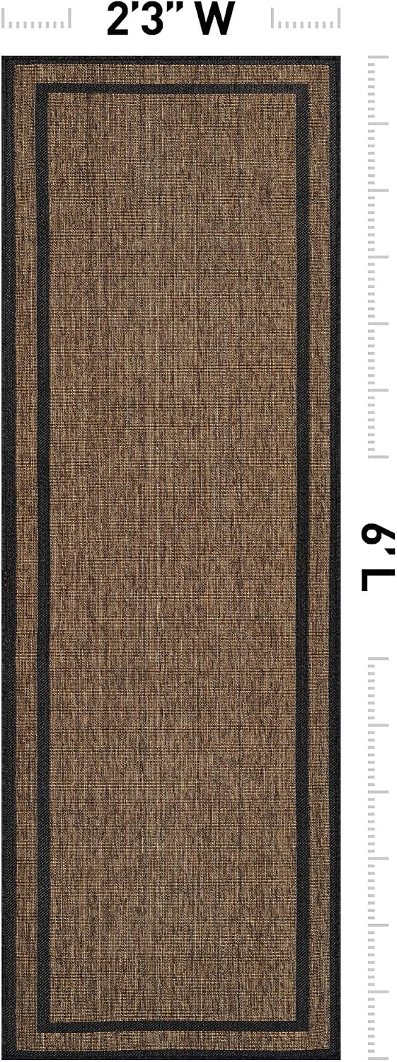 rugshop border jute-style indoor outdoor runner rug dark shown in use