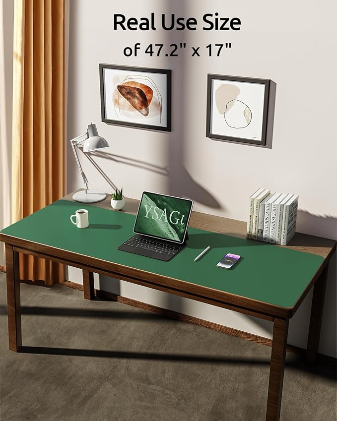 YSAGi Leather Desk Pad Protector, Office Desk Mat, Large Mouse Pad, Non-Slip PU - Image 2