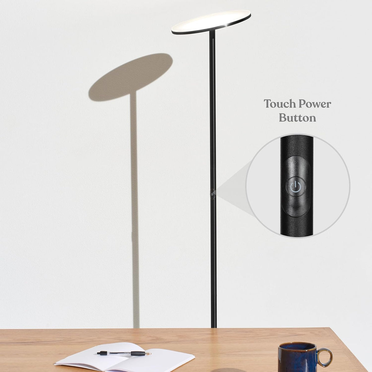 Brightech Sky LED Floor lamp, Torchiere Super Bright Floor Lamp for Living Ro...