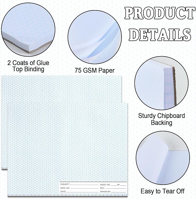 1 Pack 50 Sheets 8.5" x 11" Isometric Graph Paper Pad Landscape - Image 4