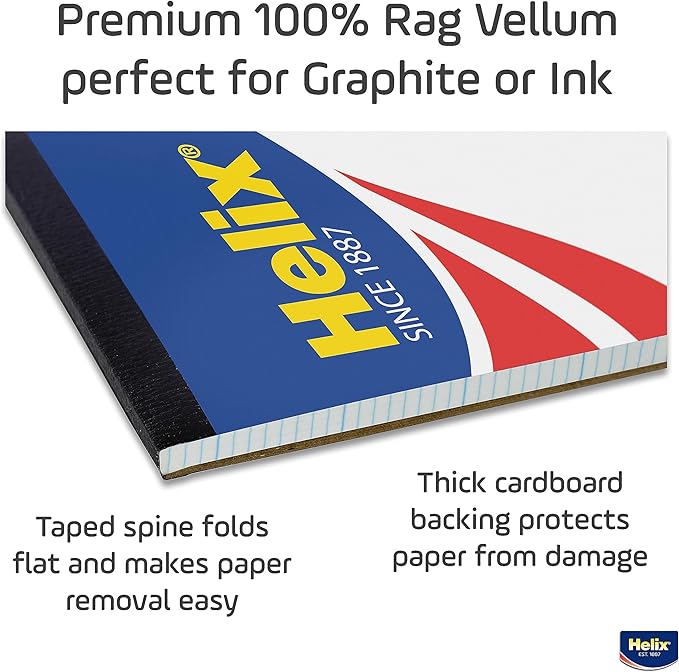Helix - 100% Rag Vellum Paper Pad - 1 Inch Equals 10x10 Grid - 8.5 Inch x 11 - Image 3