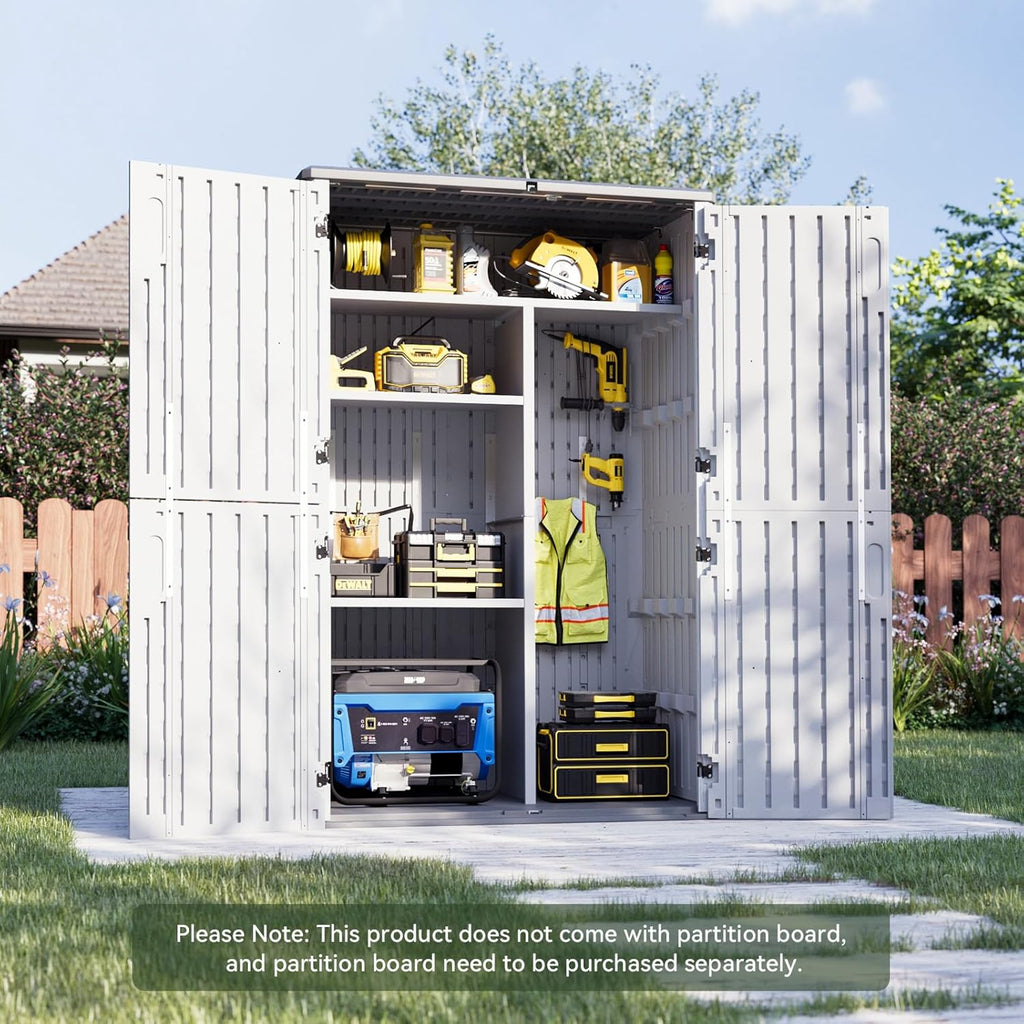 aoxun outdoor storage shed, 64 cu.ft vertical resin, view 9