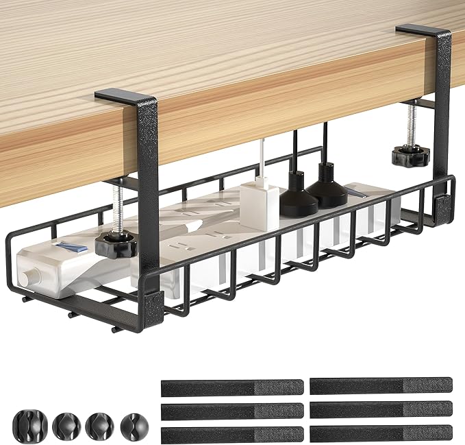 Under Desk Cable Management Tray, Xpatee Upgraded Wire Management No Drill No by Xpatee