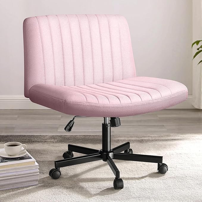 PUKAMI Criss Cross Chair with Wheels, Fabric Padded Armless Cross Legged Office by PUKAMI