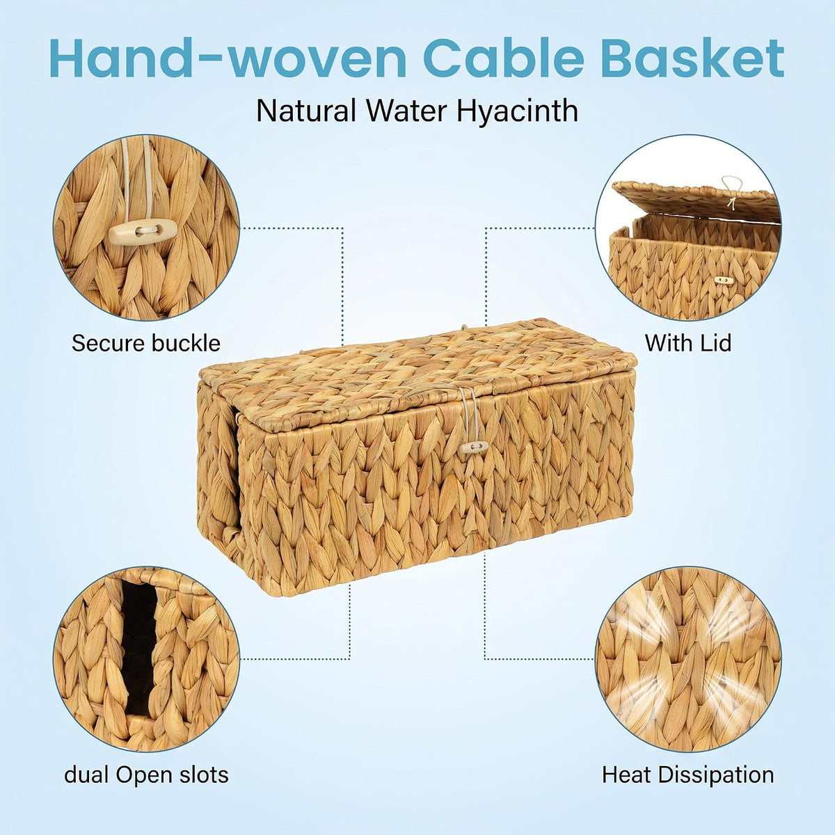 efluky 2 Pack Water Hyacinth Cable Management Box