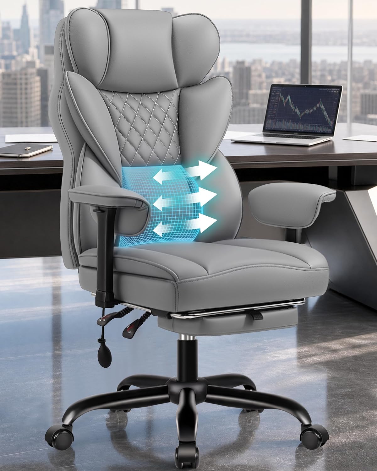 Office Chair, Big and Tall Executive Chair with Adjustable Lumbar Support
