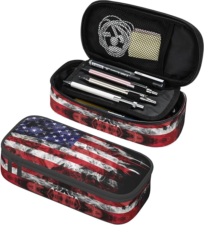 YIJIUWKIS Kids Pencil Case for Boys Girls, Usa Flag Style Pencil Pouch Big by YIJIUWKIS