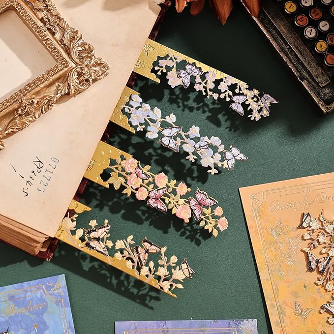 4pcs Metal Bookmarks, Butterfly Flower Theme Pretty Book Marks - Image 7