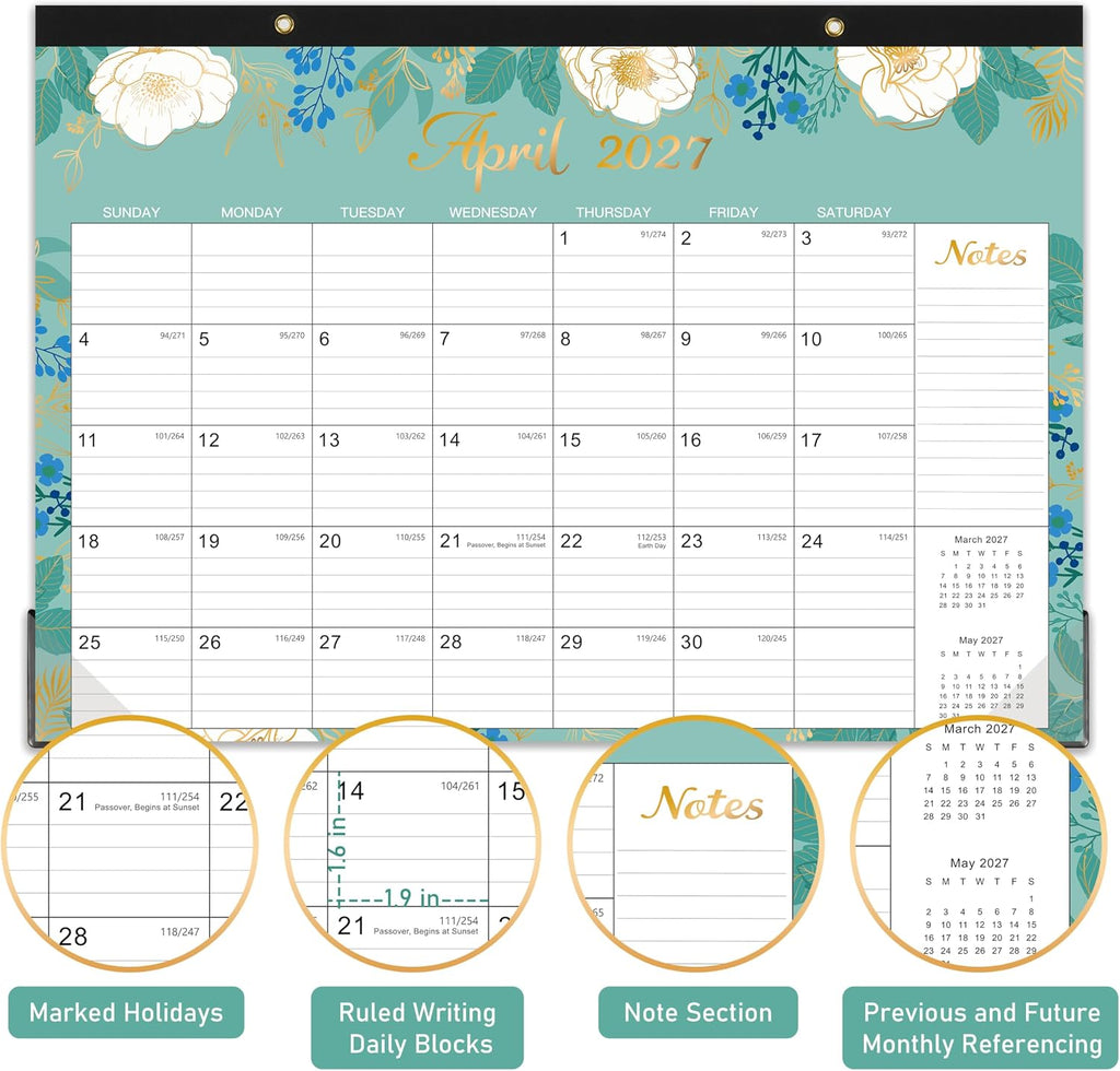2027 Desk Calendar - Jan. 2027 - Dec. 2027, 12 Months Large Monthly Desk Calendar 2027, 17" x 12", Desk Pad, Large Ruled Blocks, To-do List & Notes, Best Desk/Wall Calendar for Planning or Organizing