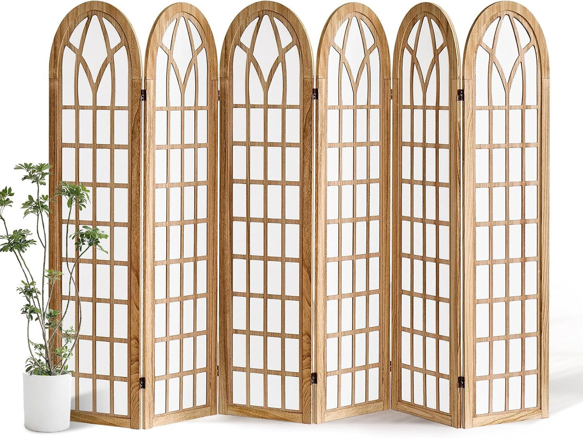 Aletheiawu 6 Panel Room Divider Wall Shoji Screen, Japanese Wood Room Divider