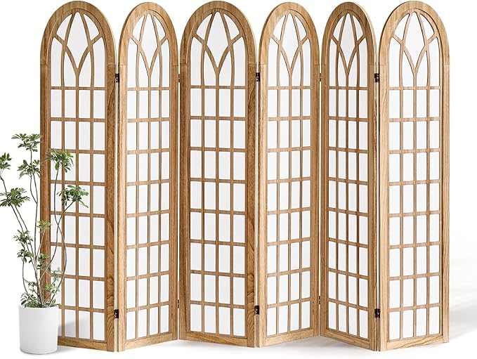 Aletheiawu 6 Panel Room Divider Wall Shoji Screen, Japanese Wood Room Divider by Aletheiawu