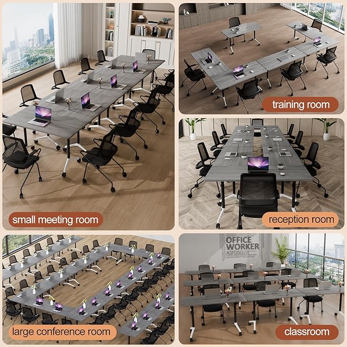 Folding Conference Table 4ft 5ft, Foldable Office Meeting Desk - Image 7