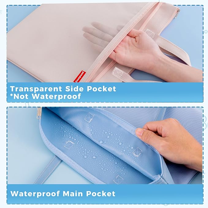 Pendancy Mesh Zipper Pouch A4 Size, Large Double Pocket Waterproof File Bag - Image 3
