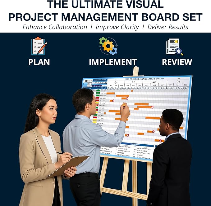 PMXBOARD Gantt Chart Project Whiteboard Kit | 668 Magnetic Pieces and Easel | - Image 3