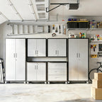 garage cabinet system | heavy duty steel all-in-one, front angle view