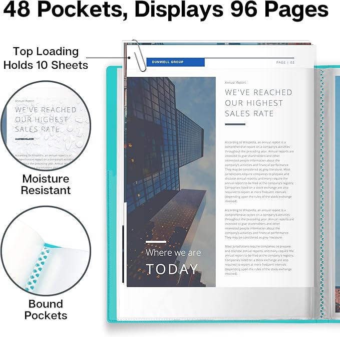 Dunwell Presentation Binder 48-Pocket, Displays 96 Pages, 8.5x11 Portfolio - Image 3