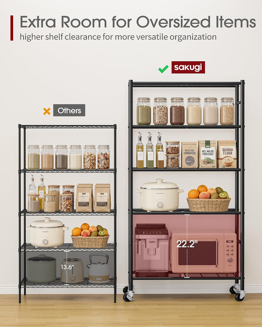 sakugi 5-tier storage shelves 33.1" x12.6" x73.5" black on a desk or shelf