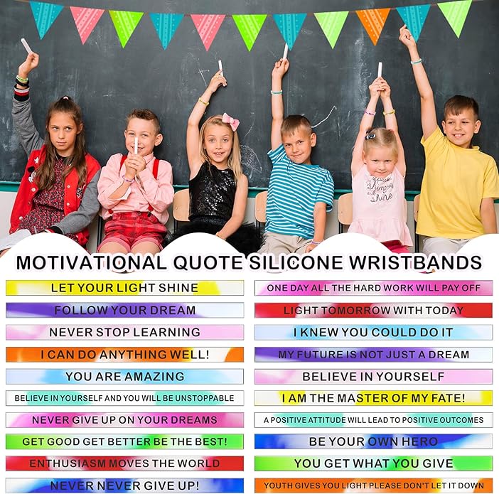 CYCLUSIVE Motivational Quote Silicone Wristbands Colored Inspirational Rubber - Image 3