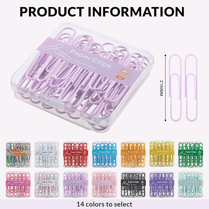 NEEWAY Colorful Large Paper Clips, 2 Inch Jumbo Paper Clips, 3 Pack of 50 - Image 2
