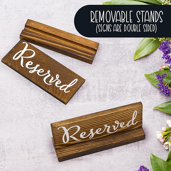 Darware Wooden Reserved Signs for Tables; Rustic Real Table Signs - Image 5
