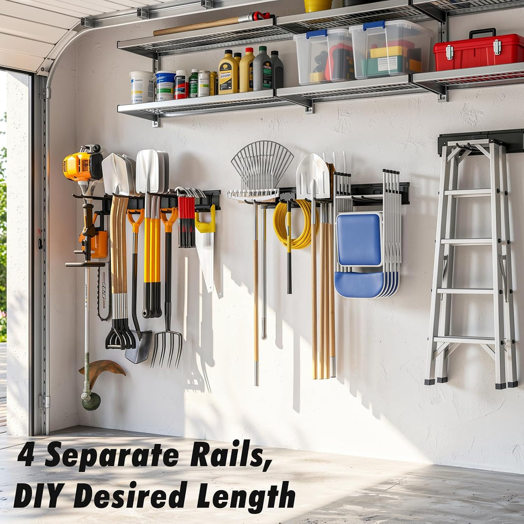 housolution garage wall organizer 64 inch - 18pack shown in use