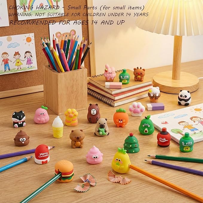 30 PCS Cute Pencil Sharpeners for Kids, Cartoon Pencil Sharpener Manual - Image 3