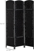 HOMCOM Room Divider, 3 Panel Folding Privacy Screen, 6FT Tall Portable Wicker - Image 7
