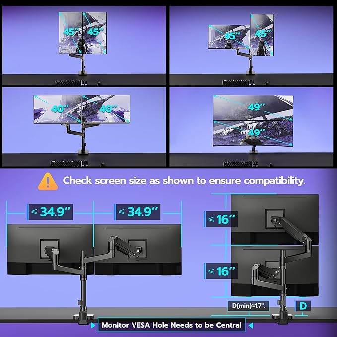 ARES WING Dual Monitor Arm Desk Mount - Image 2