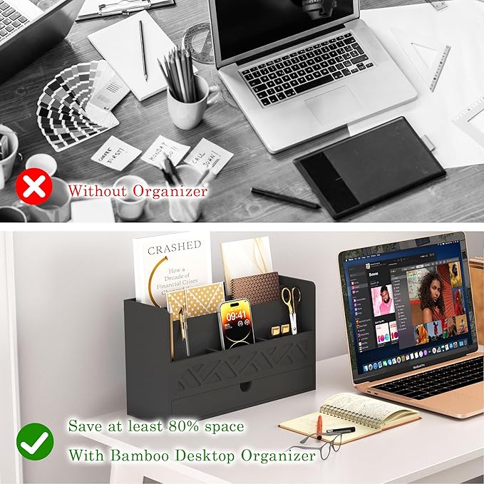 Bamboo Mail Organizer Countertop Desktop - Image 5