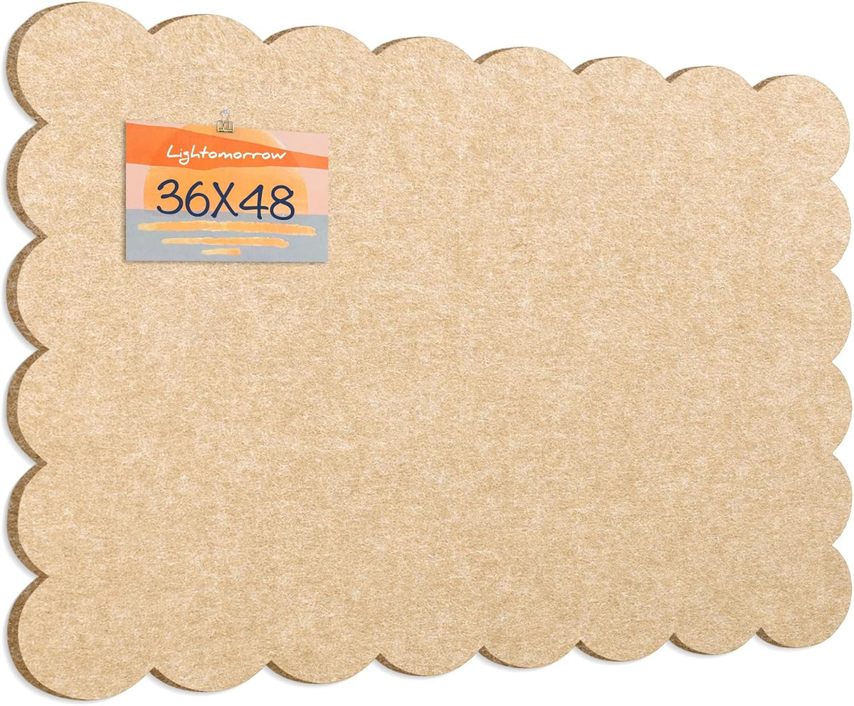 Scalloped Bulletin Board 48x36 inches, Decorative Felt Pin Board for Wall
