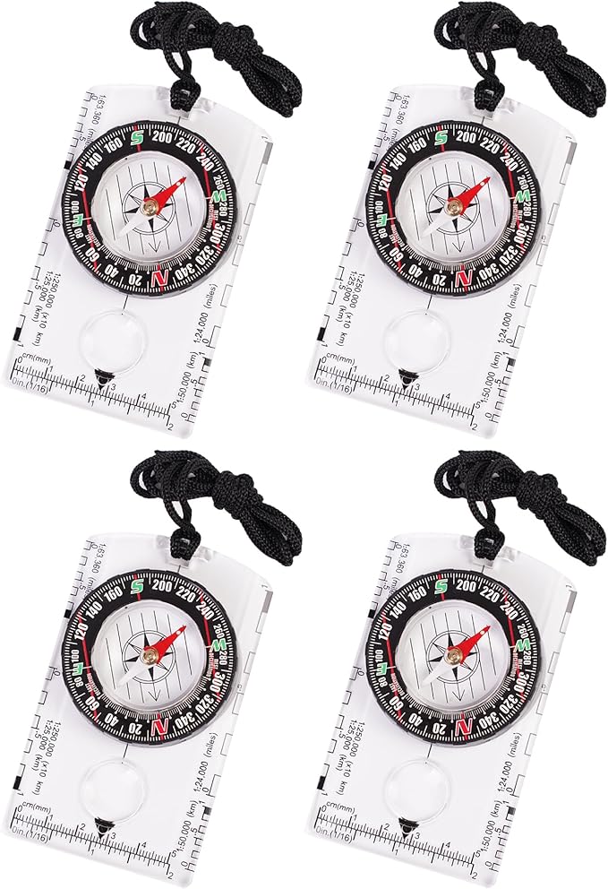 4 Pcs Outdoor Compass with Adjustable Declination, Scale. Multifunctional by Unknown