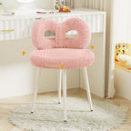 ROOMTEC Swivel Vanity Chair with Back, Upholstered Desk Chair for Girls, Modern Makeup Vanity for Bedroom, Living Room (Pink)