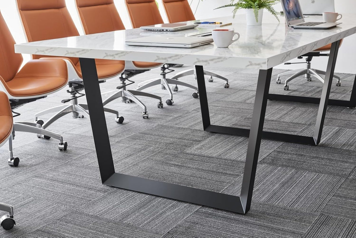 12FT Conference Table with Cable Management Grommets — Modern Rectangle Offic...