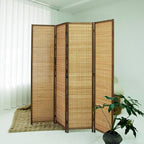 Loomveil 4 Panel Room Divider Folding Privacy Screen, 67 inch Bamboo Panel - Image 5