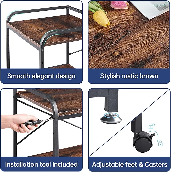 Fannova Under Desk Printer Stand, 20 Inches Deep Large Printer Table - Image 9