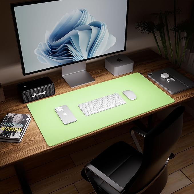 Aothia Double-Sided Desk Pad, 37.8"x17" Leather Desk Mat, Eco Cork Desk Pad - Image 3