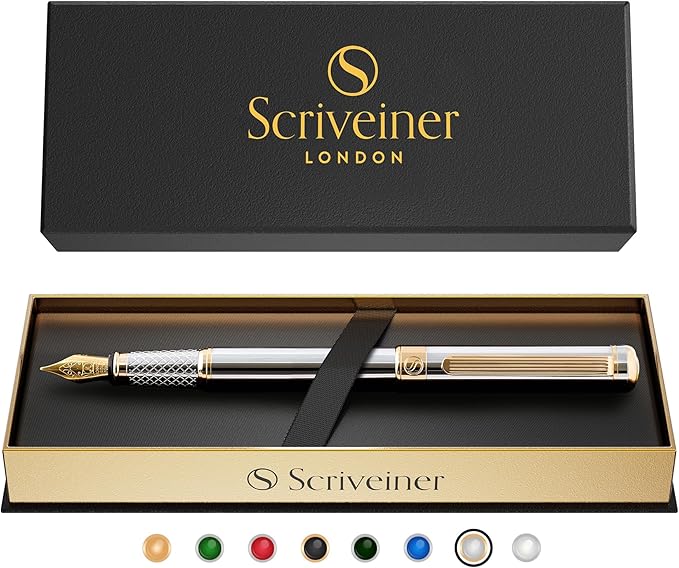 Scriveiner Silver Chrome Fountain Pen - Image 9