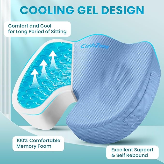 Office Chair Seat Cushion, Cooling Gel Enhanced Memory Foam Cushion - Image 2