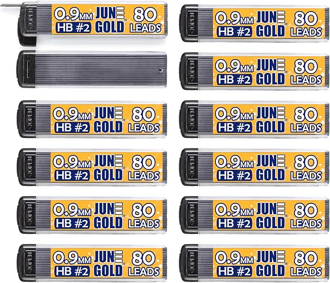 June Gold 960 Pieces, 0.9 mm HB #2 Lead Refills, 12 Dispensers, 80 Pieces Per by JuneGold