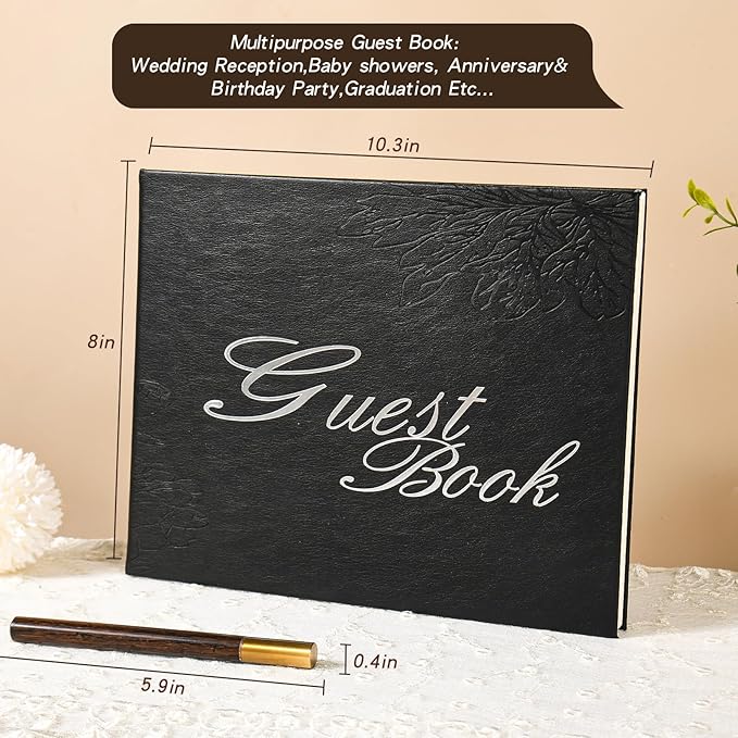 Black Leather Wedding Guest Book, Polaroid Guest Book - Image 6