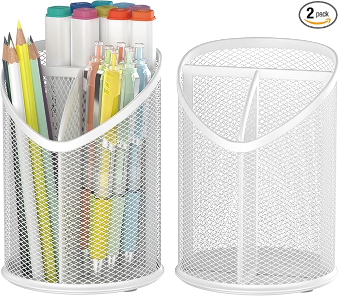Delifox 2 Pack Pen Holder Mesh Round Pencil by Delifox