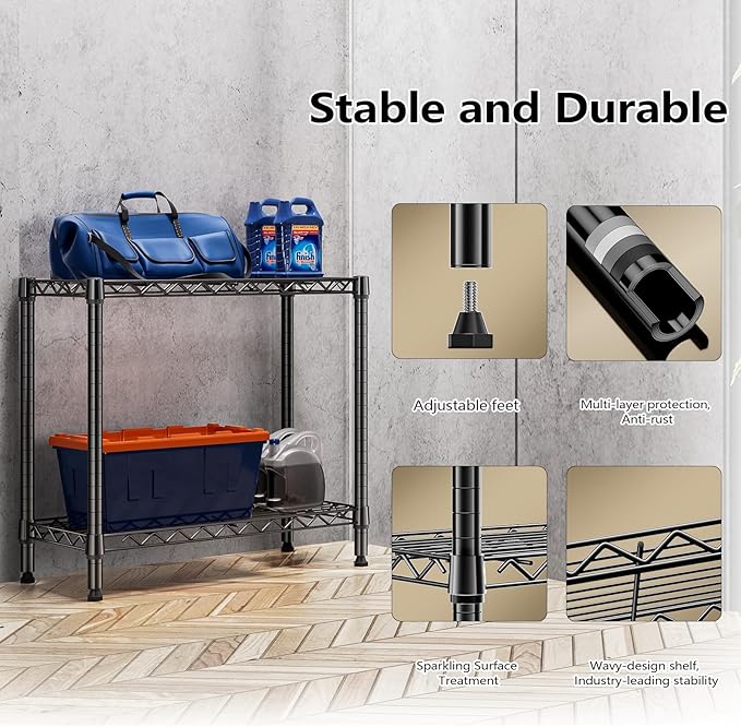 MZG 220 lbs 2 Tier Storage Rack Metal Wire Shelving Unit, Storage Standing - Image 6