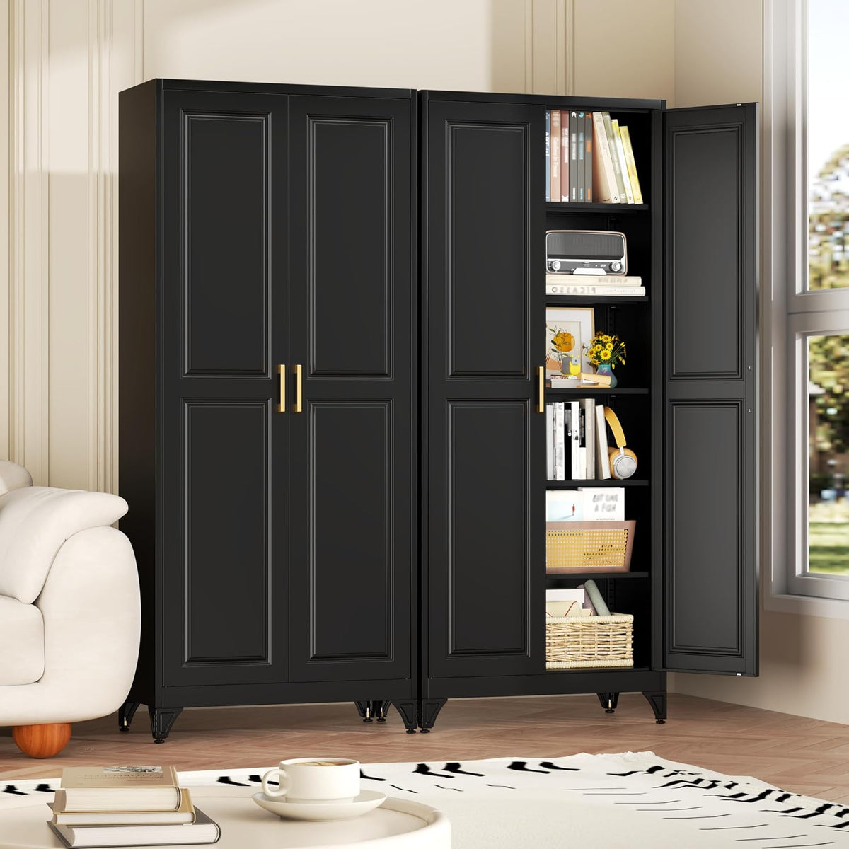 75" metal storage cabinet, garage cabinet with doors, view 9