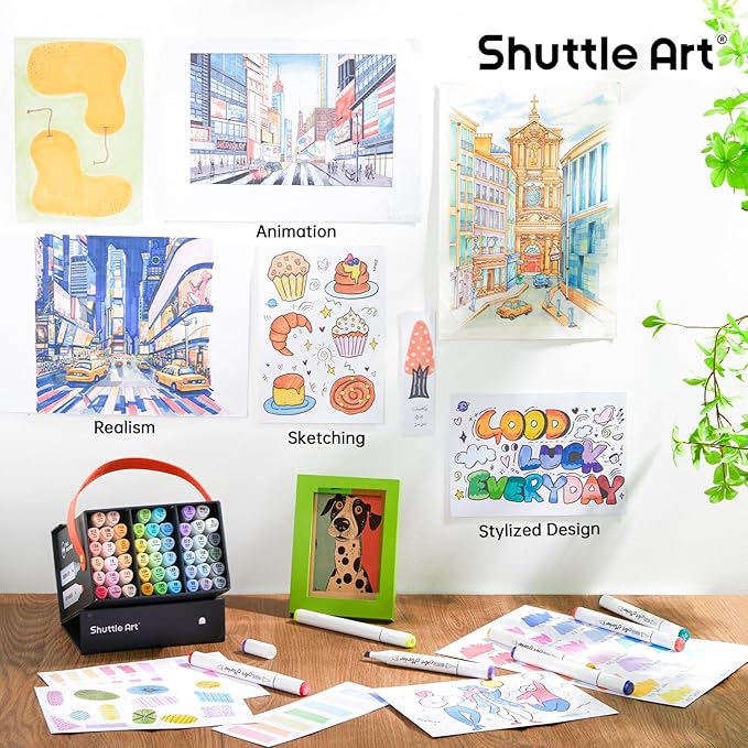 Shuttle Art Pastel Alcohol Markers Brush tip, Dual Tip Brush & Fine Tip Art - Image 6