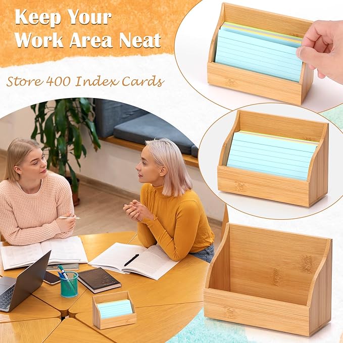 SHIQIKEJIPTY 2 Pack Index Card Holder 3X5 Inch Wood Index Card Box - Image 6