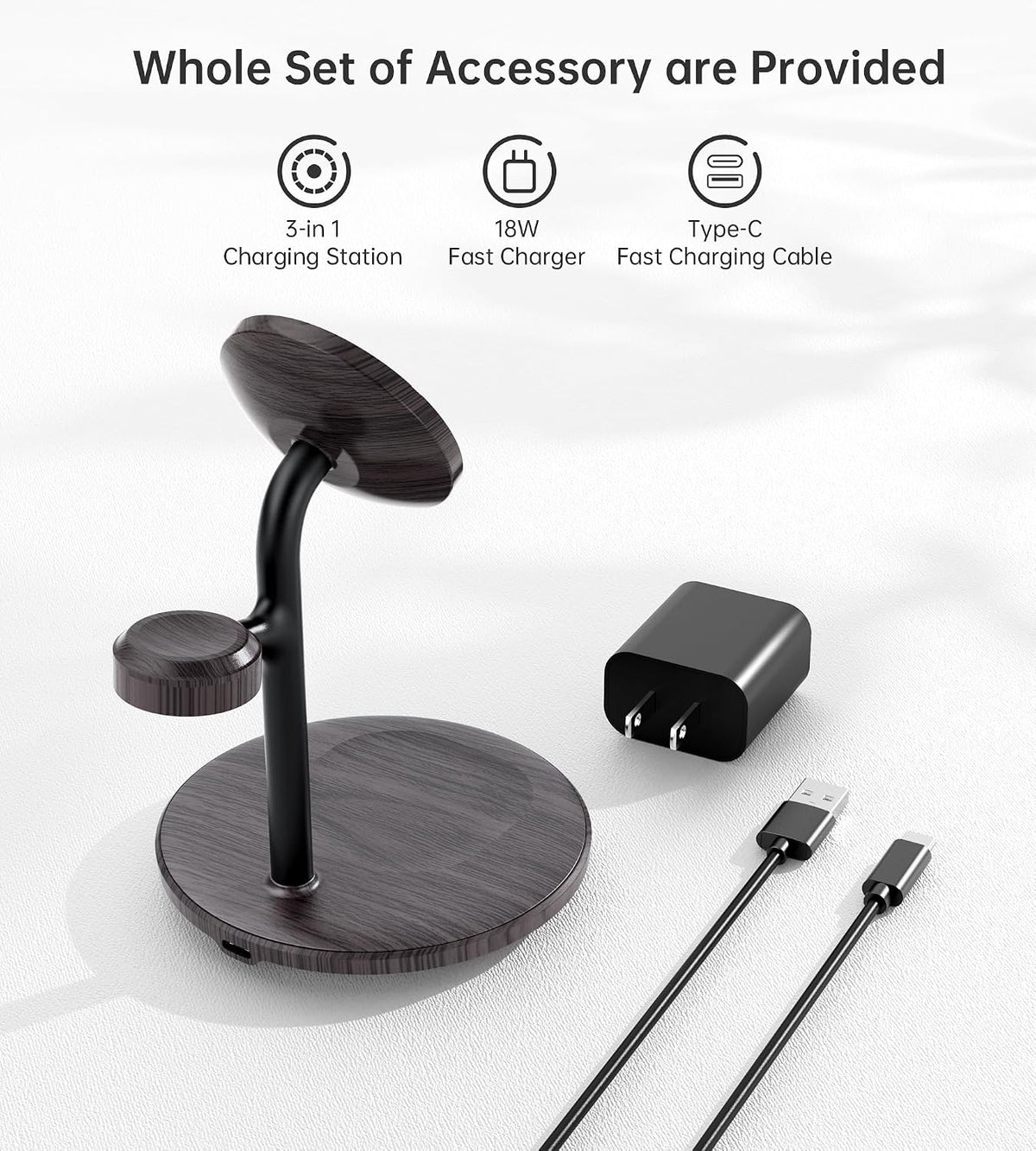 3 in 1 Magnetic Wireless Charging Station for Apple Devices,15W for Magsafe