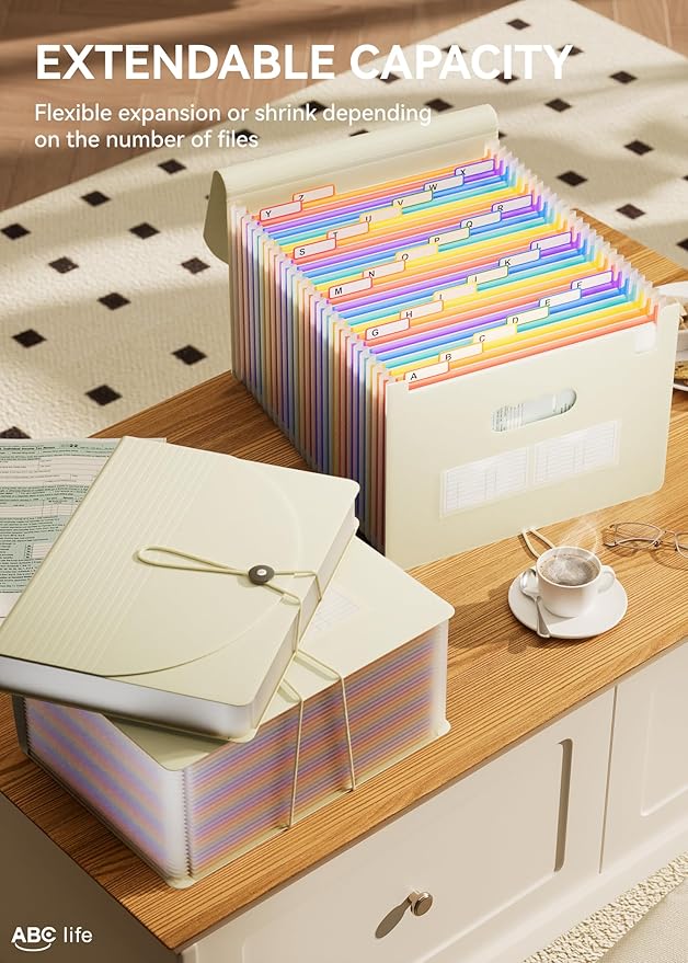 ABC life 26-Pocket Accordion File Organizer, Expanding File Folder, Letter/A4 - Image 3