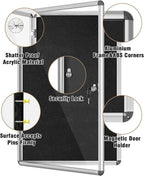 Mifuro 36"x24" Enclosed Bulletin Board, Lockable Weather-Resistant Aluminum - Image 3